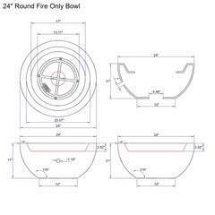 Flame Havens 24" Round GFRC Concrete Fire Only Bowl by Flame Havens Serenity Series