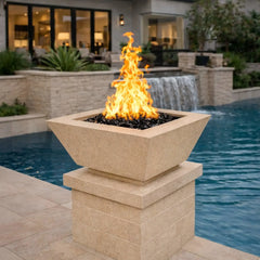 Flame Havens 30" Square Angular GFRC Concrete Cone Style Fire Only Bowl by Flame Havens Serenity Series