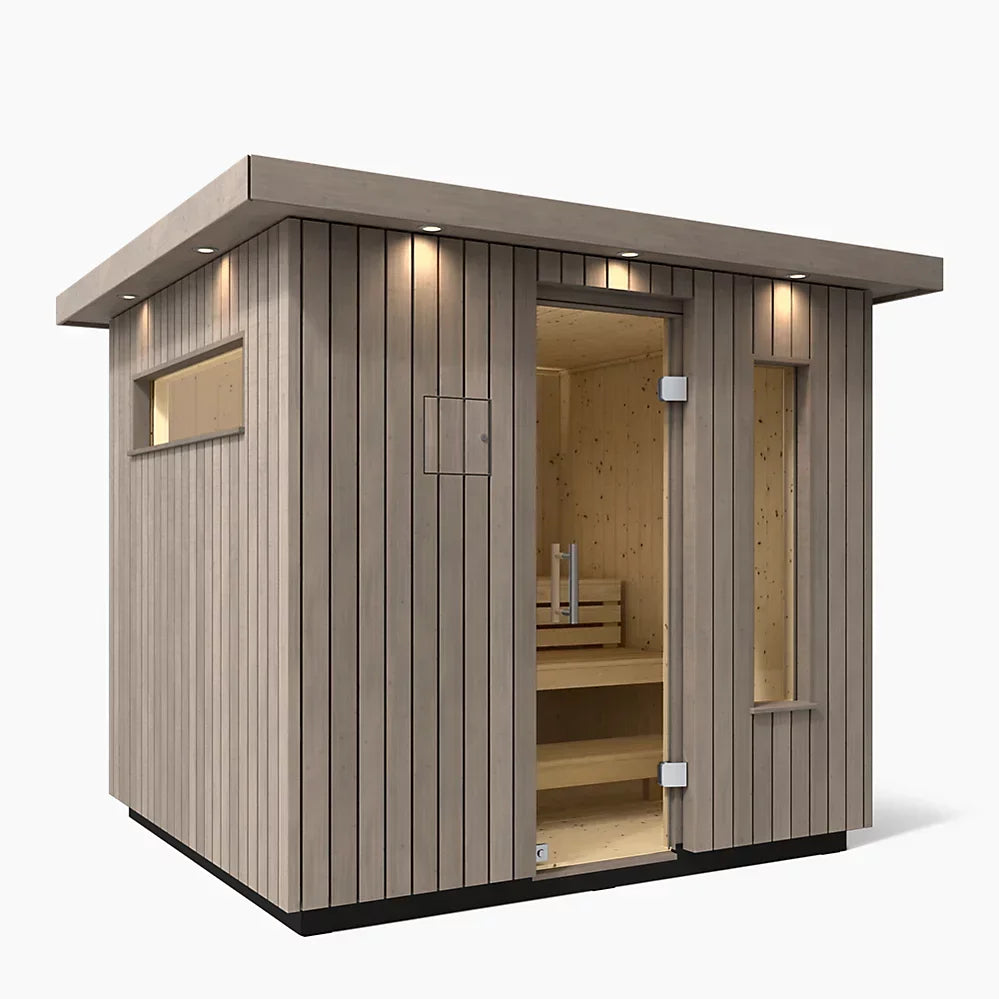 Kohler C2 Outdoor Sauna Kit – Weathered Grey Spruce | Up to 6 Persons - Green Vista Living