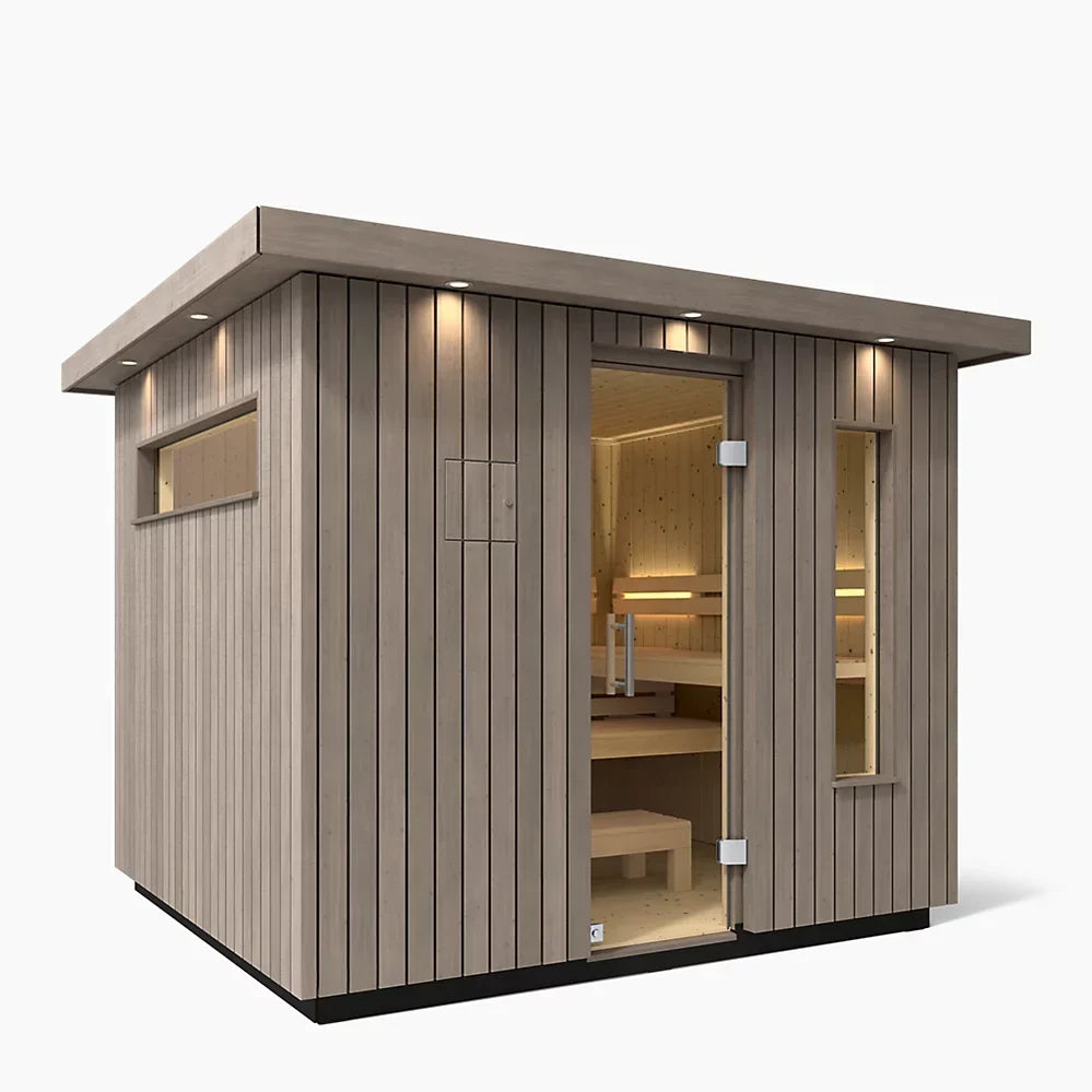 Kohler C2 Outdoor Sauna Kit – Weathered Grey Spruce | Up to 6 Persons - Green Vista Living
