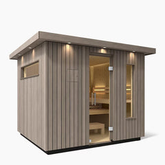 Kohler C2 Outdoor Sauna Kit – Weathered Grey Spruce | Up to 6 Persons - Green Vista Living