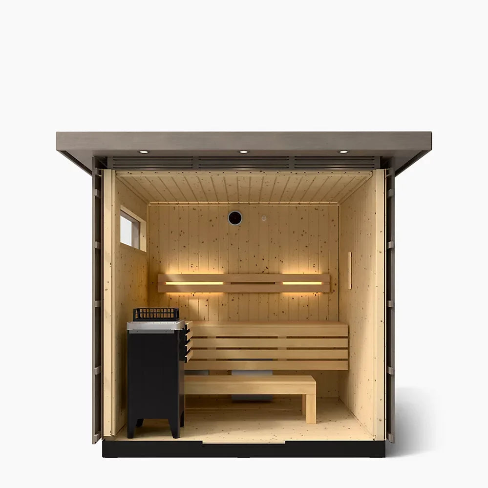 Kohler C2 Outdoor Sauna Kit – Weathered Grey Spruce | Up to 6 Persons - Green Vista Living