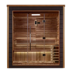 Golden Designs Drammen Outdoor-Indoor Traditional Sauna (GDI-8203-01) – Canadian Red Cedar Interior | GDI-8203-01 / Drammen | 3 Person