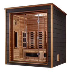 Golden Designs Visby Outdoor-Indoor PureTech™ Hybrid Full Spectrum Sauna – Canadian Red Cedar Interior | GDI-8223-01 Visby | 3 Persons