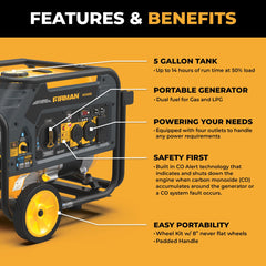 FIRMAN Power Equipment Dual Fuel Portable Generator 4550/3650W Recoil Start