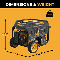 FIRMAN Power Equipment Dual Fuel Portable Generator 10000/8000W Electric Start 120/240V with CO alert