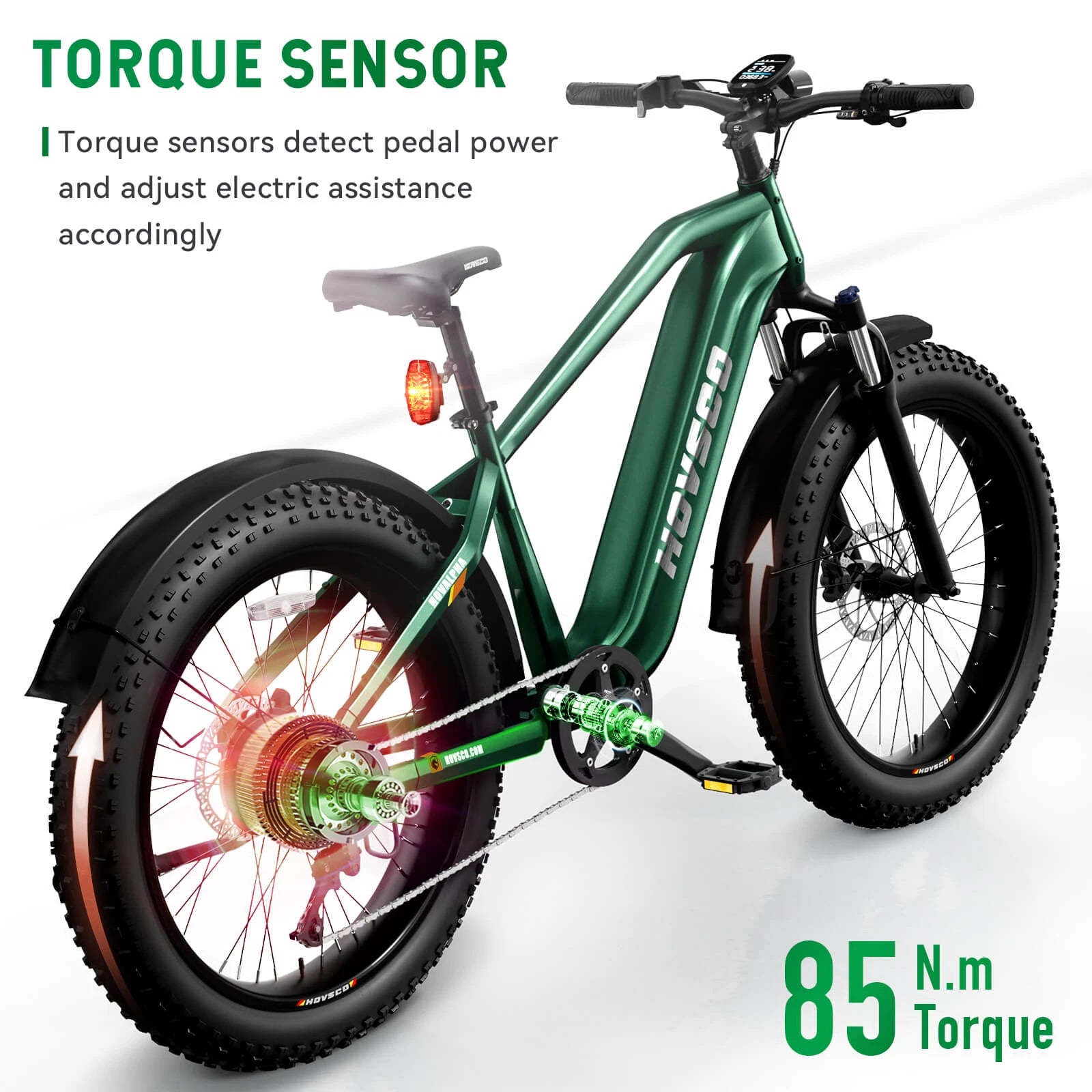 HOVSCO HovAlpha 26" Fat Tire Electric Bike - Green Vista Living