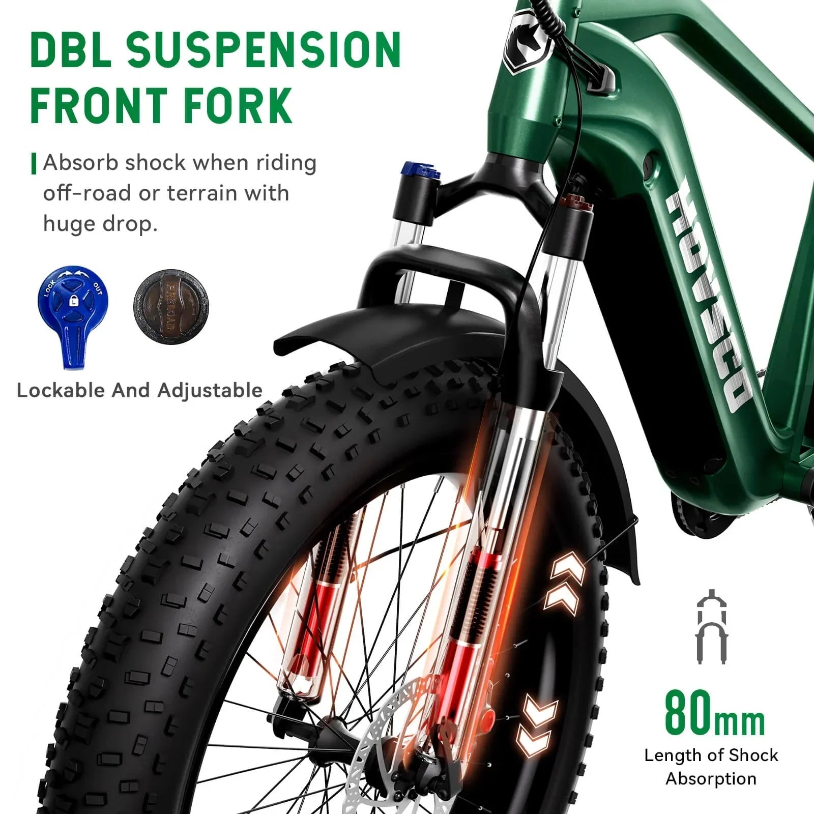 HOVSCO HovAlpha 26" Fat Tire Electric Bike - Green Vista Living