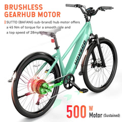 HOVSCO HovCity 27.5" Step-Thru Cruiser Electric Bike For Adults - Green Vista Living