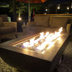 Flame Havens Rectangle CSA 47" x 25" Copper Phoenix Fire Pit Bowl - FPPK Push Button Flame Sensing by HPC Fire