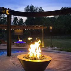 Flame Havens Round CSA 32" Copper Mesa Fire Bowl - 24v On/Off Electronic Ignition by HPC Fire
