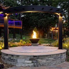 Flame Havens Round CSA 32" Copper Mesa Fire Bowl - 120v On/Off Electronic Ignition by HPC Fire