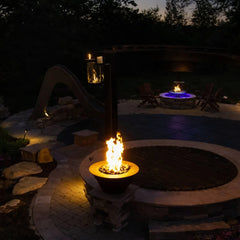 Flame Havens Round CSA 32" Copper Mesa Fire Bowl - 120v On/Off Electronic Ignition by HPC Fire