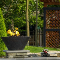 Flame Havens Round CSA 32" Copper Mesa Fire Bowl - 120v On/Off Electronic Ignition by HPC Fire