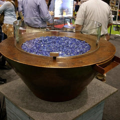 Flame Havens Round CSA 32" Copper Mesa Fire and Water Bowl - 12v On/Off Electronic Ignition by HPC Fire