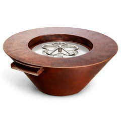 Flame Havens Round CSA 32" Copper Mesa Fire and Water Bowl - 12v On/Off Electronic Ignition by HPC Fire