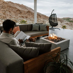 Flame Havens 32" x 32" Square Alea GFRC Fire Pit - MLFPK Match Lit Ignition by Dekko Concrete and HPC Fire