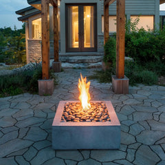 Flame Havens 32" x 32" Square Alea GFRC Fire Pit - 24v On/Off Electronic Ignition by Dekko Concrete and HPC Fire