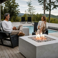 Flame Havens 40" x 40" Square Alea GFRC Fire Pit - 120v On/Off Electronic Ignition by Dekko Concrete and HPC Fire