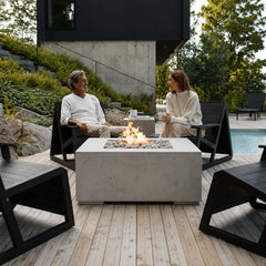 Flame Havens 40" x 40" Square Alea GFRC Fire Pit - MLFPK Match Lit Ignition by Dekko Concrete and HPC Fire
