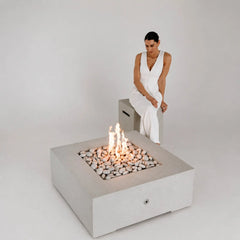 Flame Havens 40" x 40" Square Alea GFRC Fire Pit - 120v On/Off Electronic Ignition by Dekko Concrete and HPC Fire