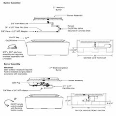 Flame Havens 48" x 26" Linear Avera GFRC Fire Pit - MLFPK Match Lit Ignition by Dekko Concrete and HPC Fire