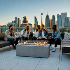 Flame Havens 48" x 26" Linear Avera GFRC Fire Pit - 24v On/Off Electronic Ignition by Dekko Concrete and HPC Fire