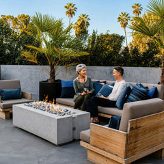 Flame Havens 60" x 26" Linear Avera GFRC Fire Pit - 120v On/Off Electronic Ignition by Dekko Concrete and HPC Fire