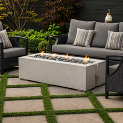 Flame Havens 60" x 26" Linear Avera GFRC Fire Pit - 24v On/Off Electronic Ignition by Dekko Concrete and HPC Fire