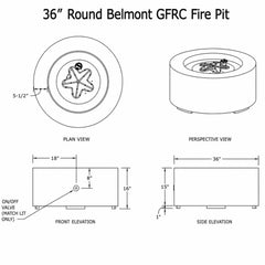 Flame Havens 36" Round Belmont GFRC Fire Pit - 120v On/Off Electronic Ignition by Dekko Concrete and HPC Fire