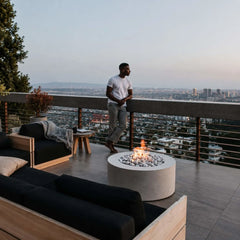 Flame Havens 36" Round Belmont GFRC Fire Pit - 24v On/Off Electronic Ignition by Dekko Concrete and HPC Fire