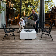 Flame Havens 32" x 32" Square Bravo GFRC Fire Pit - 120v On/Off Electronic Ignition by Dekko Concrete and HPC Fire