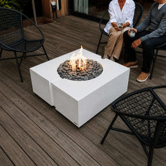 Flame Havens 32" x 32" Square Bravo GFRC Fire Pit - 24v On/Off Electronic Ignition by Dekko Concrete and HPC Fire