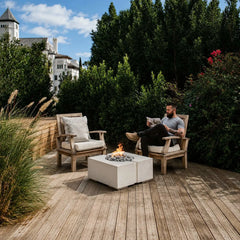 Flame Havens 32" x 32" Square Bravo GFRC Fire Pit - 24v On/Off Electronic Ignition by Dekko Concrete and HPC Fire