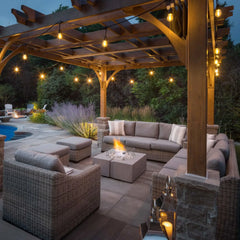 Flame Havens 32" x 32" Square Bravo GFRC Fire Pit - MLFPK Match Lit Ignition by Dekko Concrete and HPC Fire