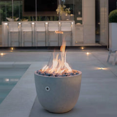 Flame Havens 20” Round Element GFRC Fire Column - 120v On/Off Electronic Ignition by Dekko Concrete and HPC Fire