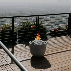 Flame Havens 20” Round Element GFRC Fire Column - MLFPK Match Lit Ignition by Dekko Concrete and HPC Fire