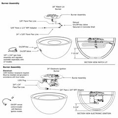 Flame Havens 32" Round Serenade GFRC Fire Pit - 24v On/Off Electronic Ignition by Dekko Concrete and HPC Fire
