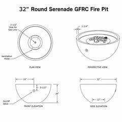 Flame Havens 32" Round Serenade GFRC Fire Pit - 120v On/Off Electronic Ignition by Dekko Concrete and HPC Fire