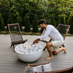 Flame Havens 32" Round Serenade GFRC Fire Pit - 24v On/Off Electronic Ignition by Dekko Concrete and HPC Fire
