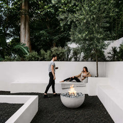 Flame Havens 32" Round Serenade GFRC Fire Pit - 24v On/Off Electronic Ignition by Dekko Concrete and HPC Fire