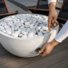 Flame Havens 32" Round Serenade GFRC Fire Pit - 120v On/Off Electronic Ignition by Dekko Concrete and HPC Fire