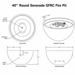 Flame Havens 40" Round Serenade GFRC Fire Pit - 24v On/Off Electronic Ignition by Dekko Concrete and HPC Fire