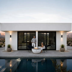 Flame Havens 40" Round Serenade GFRC Fire Pit - MLFPK Match Lit Ignition by Dekko Concrete and HPC Fire