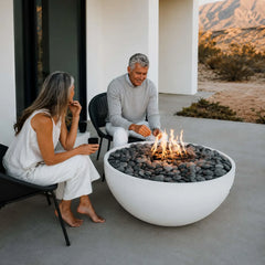 Flame Havens 40" Round Serenade GFRC Fire Pit - MLFPK Match Lit Ignition by Dekko Concrete and HPC Fire