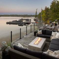 Flame Havens 72” x 33” Rectangle Sonoma GFRC Fire Pit - 120v On/Off Electronic Ignition by Dekko Concrete and HPC Fire