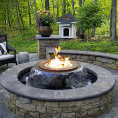 Flame Havens Evolution 360 Copper Fire and Water Feature - 120v On/Off Electronic Ignition by HPC Fire
