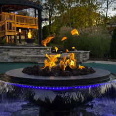 Flame Havens Evolution 360 Copper Fire and Water Feature - 120v On/Off Electronic Ignition by HPC Fire