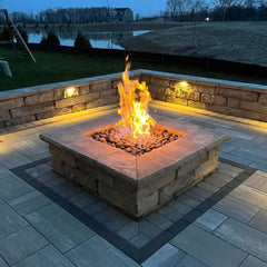 Flame Havens Square CSA 18" - 36" Flat Fire Pit Burner Kit - 120v Hi/Lo Electronic Ignition by HPC Fire