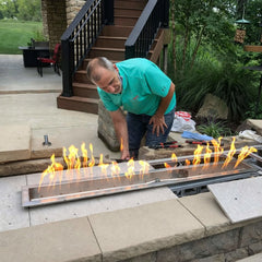 Flame Havens Linear Trough CSA 24" - 96" Drop-In Fire Pit Burner Kit - 120v Hi/Lo Electronic Ignition by HPC Fire